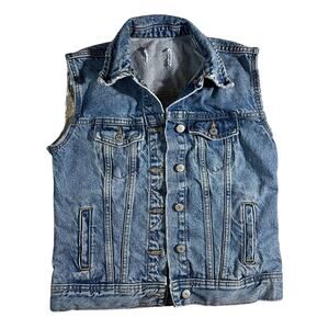 Old Navy Womens Denim Vest, Size XS, Sleeveless BLUE Wash